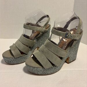 Sam Edelman Blue Platform Sandals suede straps